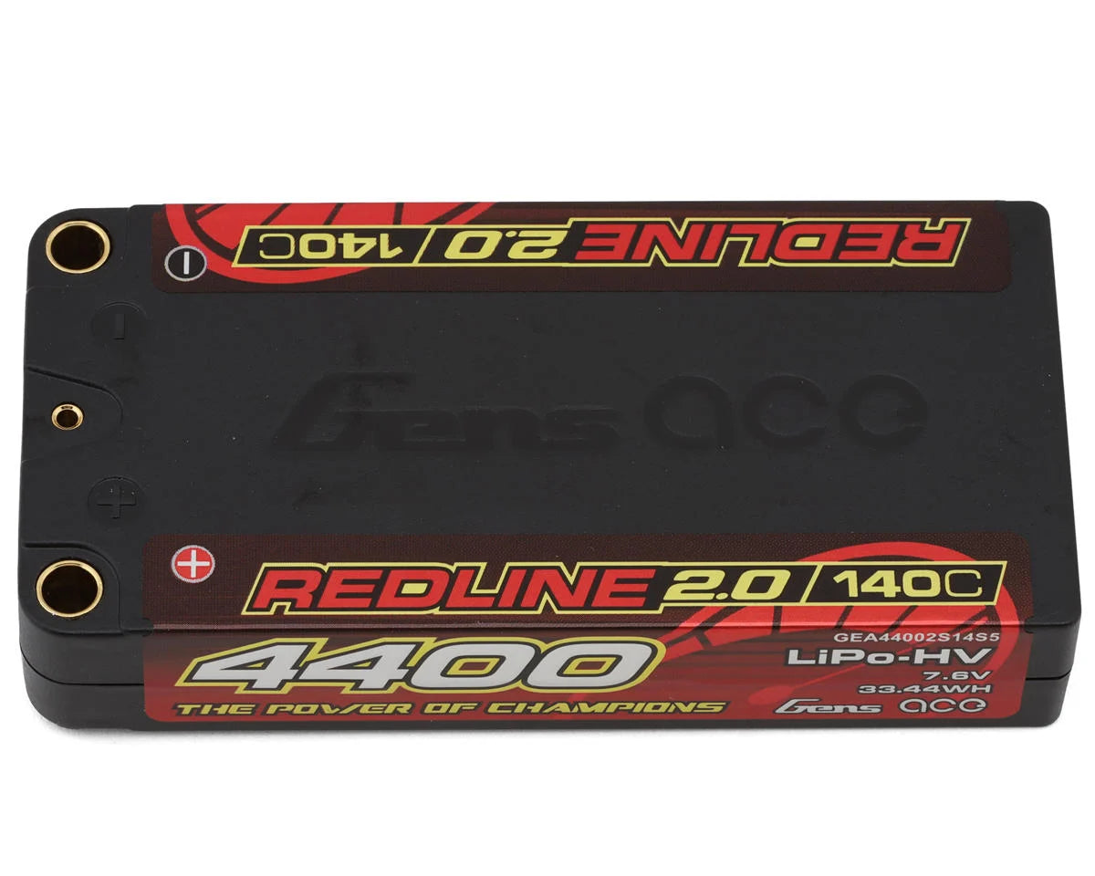 Redline 2.0 2S Shory LiHV Battery 140C (7.6V/4400mAh) w/5mm Bullets [Gens Ace] GEA44002S14S5