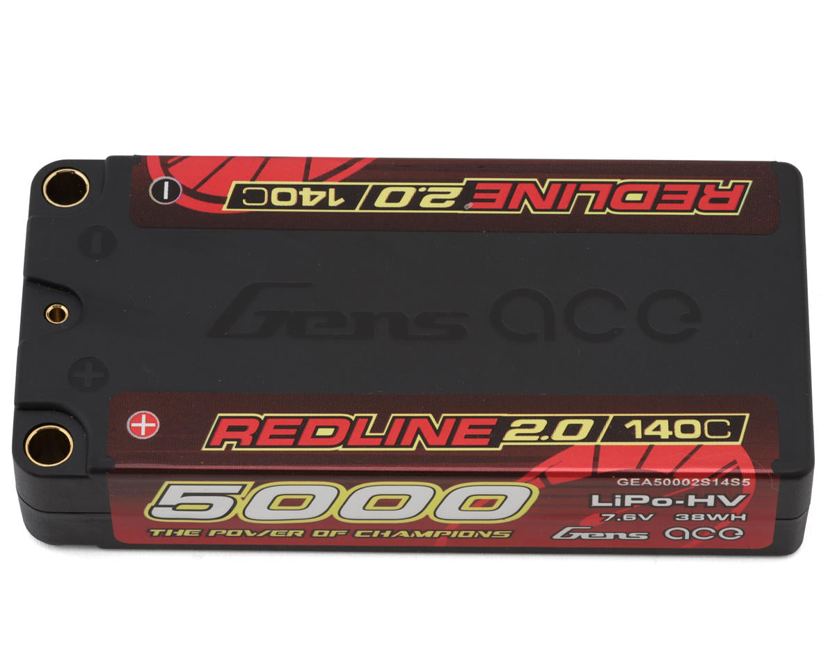 REDLINE 7.4v 2S 5000mah 60C SHORTY Lipo Battery (5.0mm Bullet to Deans) [Gens Ace] GEA50002S14S5