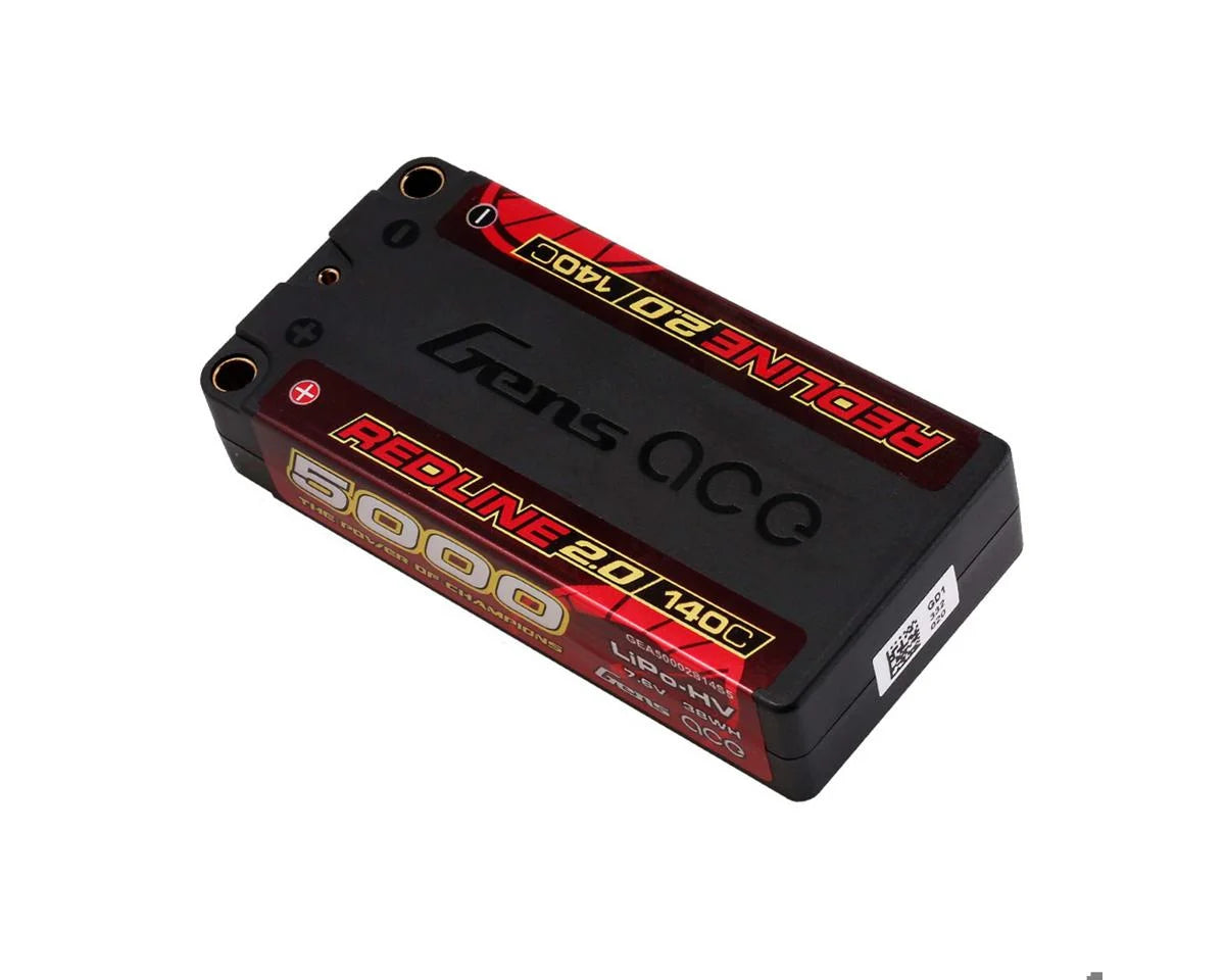 REDLINE 7.4v 2S 5000mah 60C SHORTY Lipo Battery (5.0mm Bullet to Deans) [Gens Ace] GEA50002S14S5