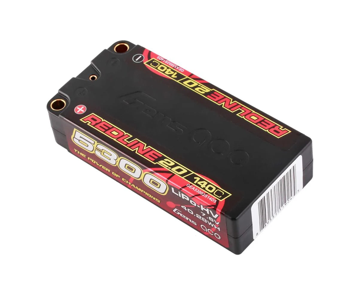 REDLINE 7.6v HV 2S 5300mah 140C SHORTY Lipo Battery (5.0mm Bullet Holes) [Gens Ace] GEA53002S14D5