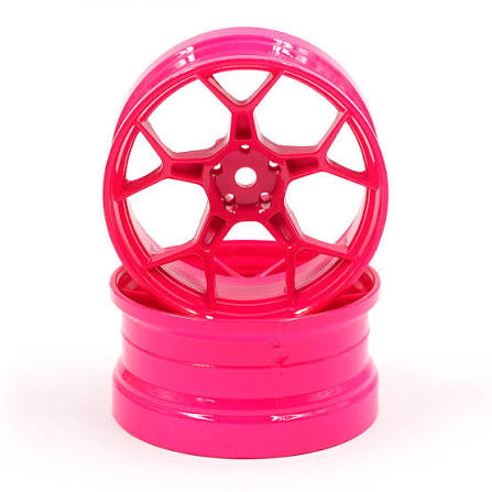 Feathery Split 5Y Wheels 5mm 8mm OFFSET (FLOURESCENT PINK) 1-10 Drift Rims[DS Racing] DF-5Y2-5FP-HG DF-5Y2-8FP-HG
