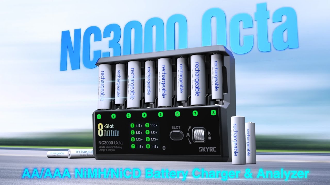 NC3000 Octa 8-Slot Battery Charger and Analyzer for AA/AAA NiMH NiCd Independent Slots 1/28 MINI-Z [Sky RC] SK-100228