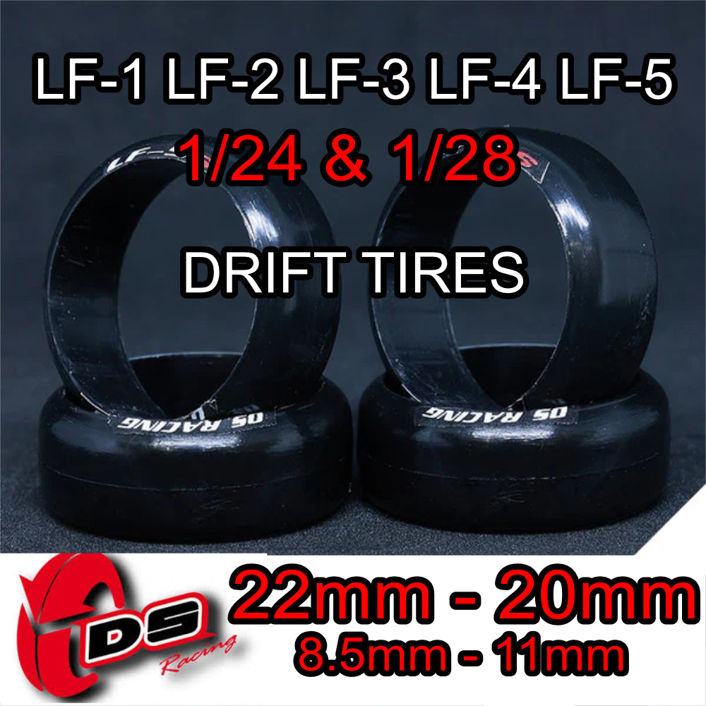 1-24 1-28 Drift Tires LF-1 LF-2 LF-3 LF-4 LF-5 22mm 20mm 8.5mm 11mm Mini-Z RTS BMR RW00 DRIFTART [DS Racing] MI20 MI22