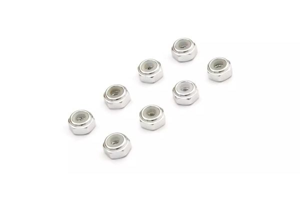M2 Aluminum Nylon Color Nut 8pcs (SILVER) for Mini-Z - 8 Pack [KYOSHO] MZW128S