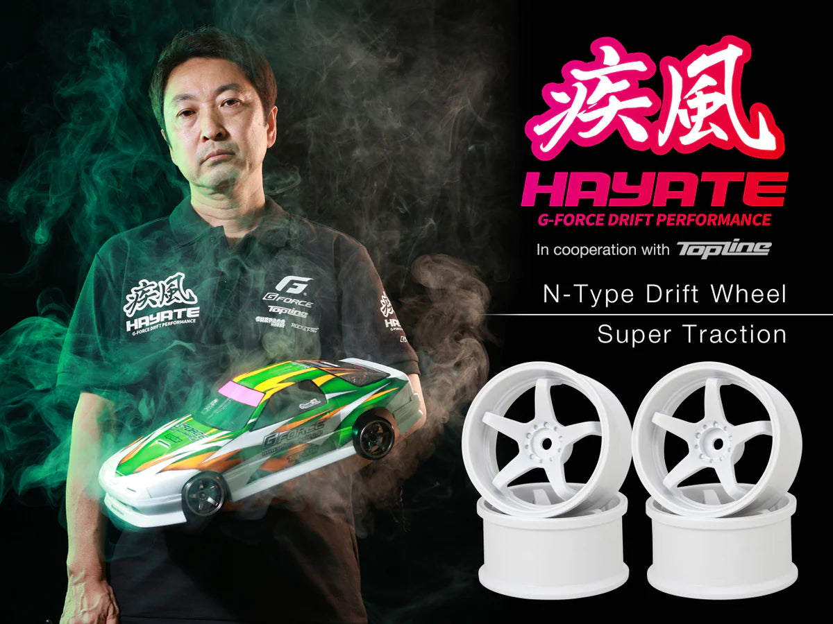 HAYATE - WHITE N-Type Drift Wheel Super Traction 6mm / 8mm 1/10 Rims ...