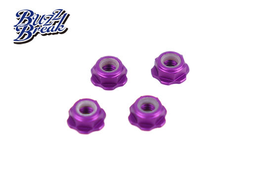 LOW HEIGHT PROFILE BuzzBreak BB LOCK NUT NYLOCK SERRATED (4pcs) Wheel Nuts - Black Red Purple Pink Silver [Overdose]