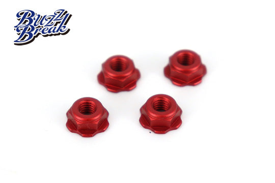 LOW HEIGHT PROFILE BuzzBreak BB LOCK NUT NYLOCK SERRATED (4pcs) Wheel Nuts - Black Red Purple Pink Silver [Overdose]