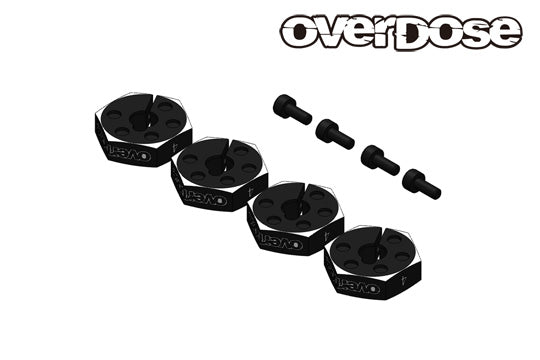 Aluminum Wheel Hub - 4mm Set (4pc) RED PURPLE BLACK [Overdose] OD3969 OD3968 OD3967