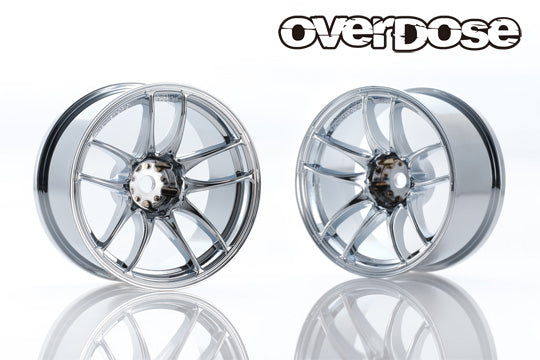 Work CR KAI CHROME 7mm (2pc) 1-10 Drift Rims [Overdose] OD1084c