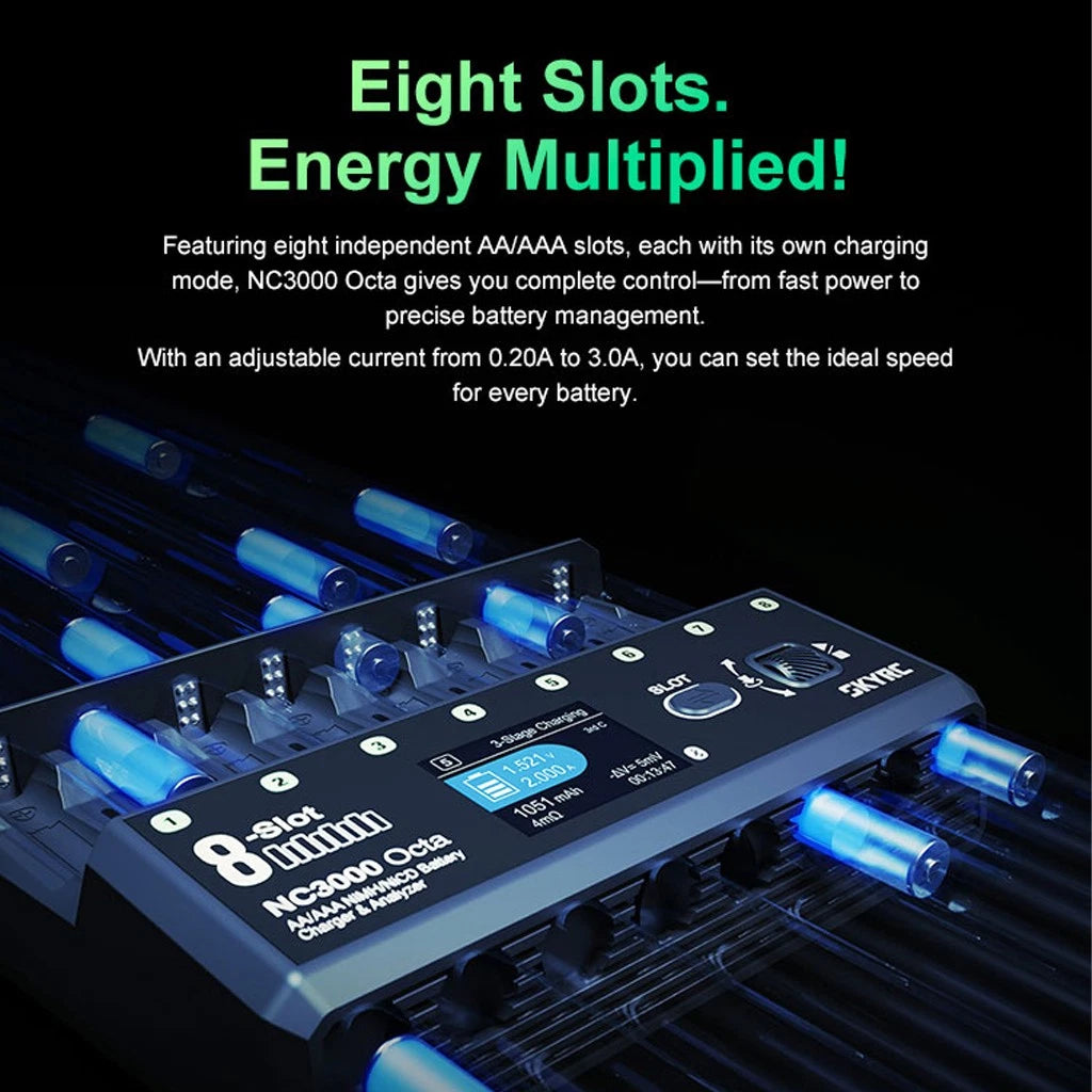 NC3000 Octa 8-Slot Battery Charger and Analyzer for AA/AAA NiMH NiCd Independent Slots 1/28 MINI-Z [Sky RC] SK-100228