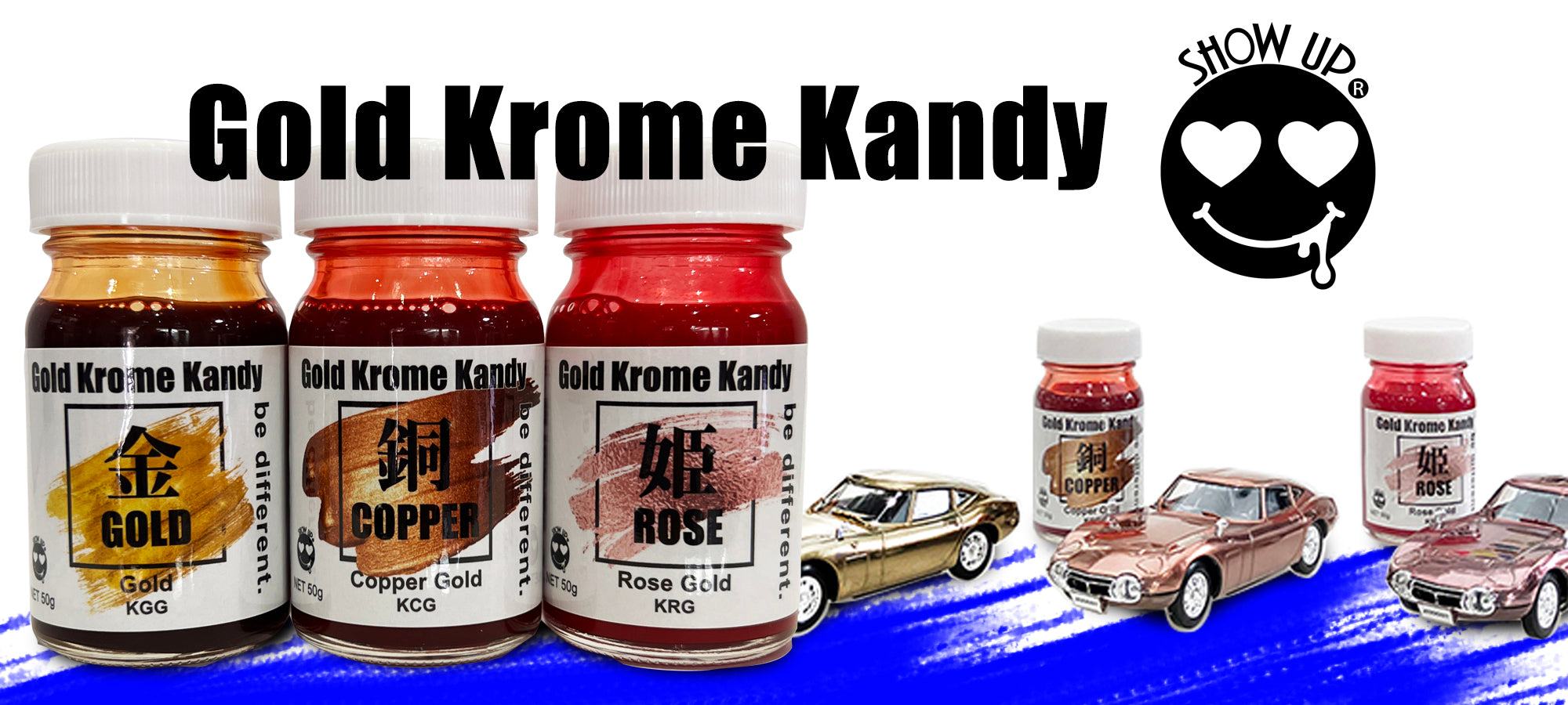 GOLD KROME Kandy (Gold, Copper Gold, Rose Gold) 50mL bottle AIR BRUSH USE (Made in Japan) [Show Up]