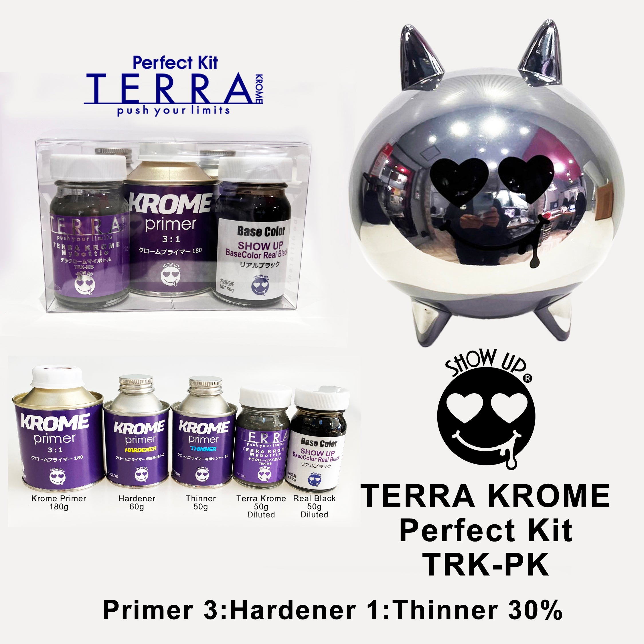TERRA KROME PERFECT KIT (5 pc set) (For Airbrush Use) (Made in Japan) [Show Up] TRK-PK