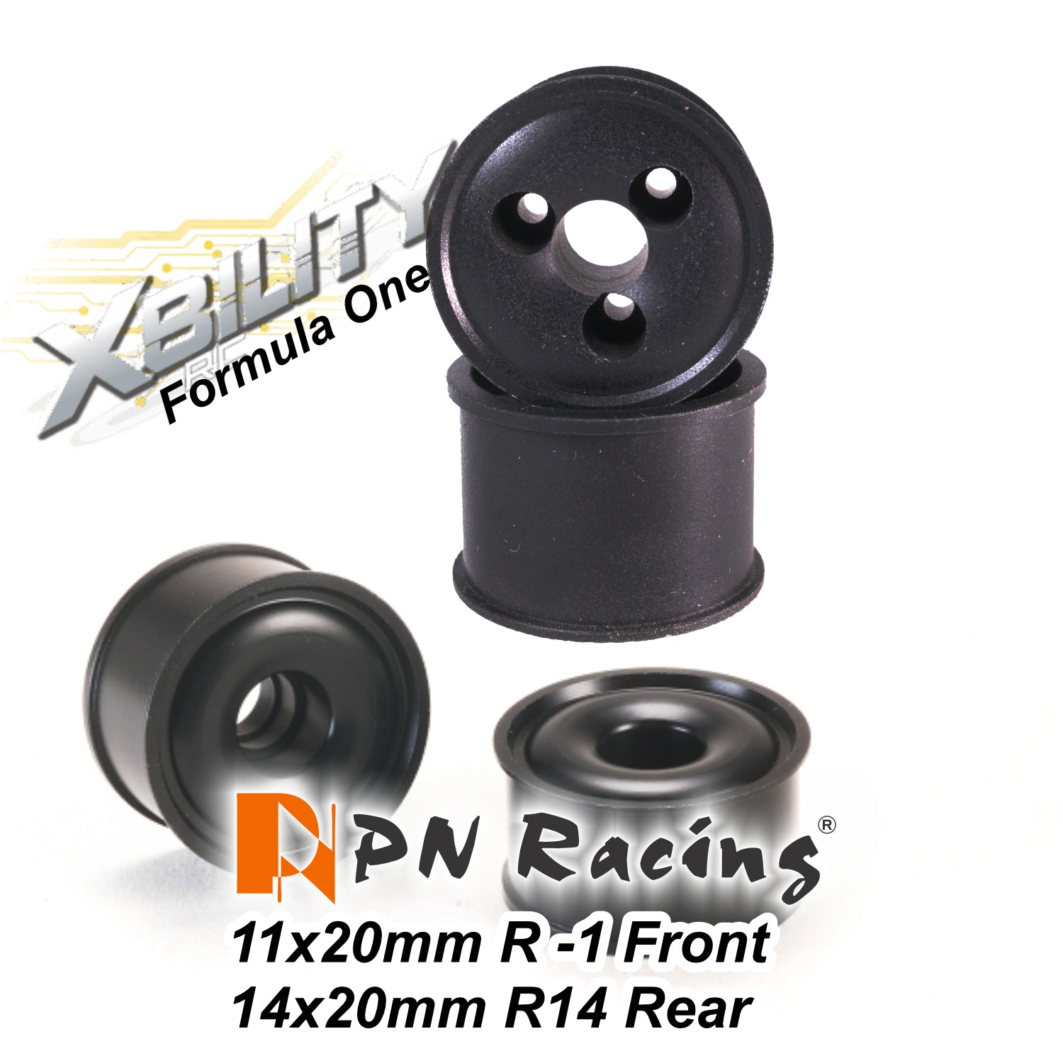 2WD Machine Cut NYLON BLACK Formula Wheels Flanged Rims for Mini-Z