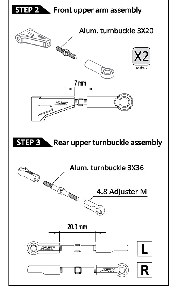 RMX 2.0 S Turnbuckle Shaft Tie Rod Set (RED) [MST] 210595R