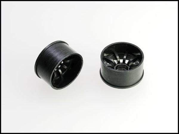 2WD Machine Cut - 10 Spoke Wheels BLACK - RWD Rims for Mini-Z (1-28 ...