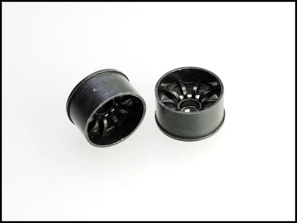 2WD Machine Cut - 10 Spoke Wheels BLACK - RWD Rims for Mini-Z (1-28 ...