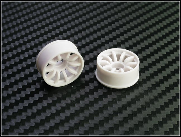 2WD Machine Cut - 10 Spoke Wheels WHITE - RWD Rims for Mini-Z (1-28 ...