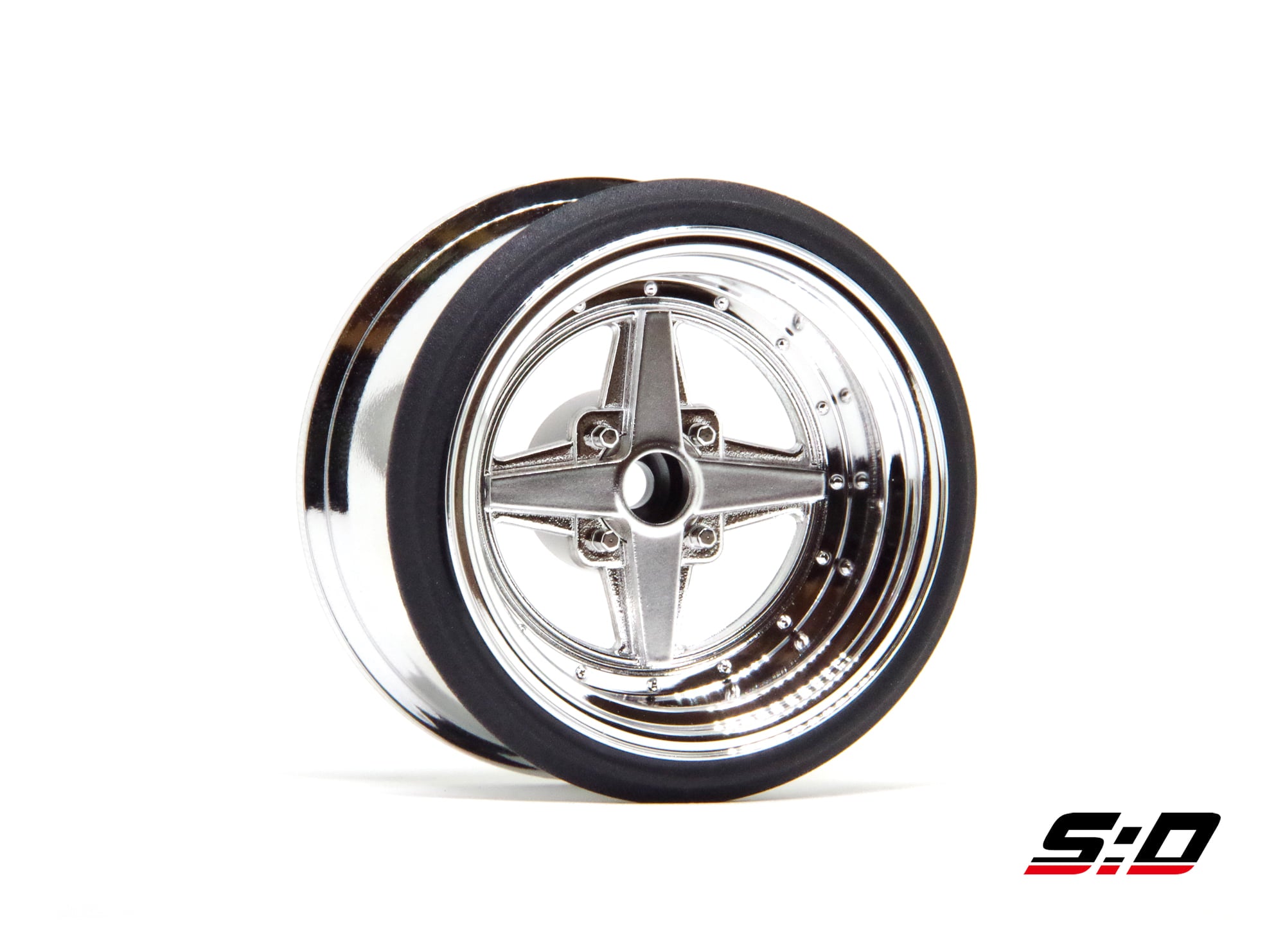 INCHDOWN: V16D Work Equip 01 (CHROME POLISHED RIM) Rims Set