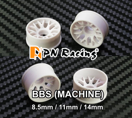 2WD Machine Cut - BBS Wheels WHITE - RWD Rims for Mini-Z (1-28) (8.5mm ...