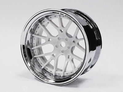 Lyon Rims Lycoris (White) w- Chrome RIM02 Super-Rim Set (Adjustable Offset 6, 9 ...