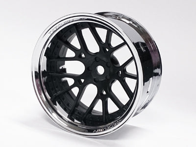Lyon Rims Lycoris (Black) w- Chrome RIM02 Super-Rim Set (Adjustable Offset 6, 9 ...