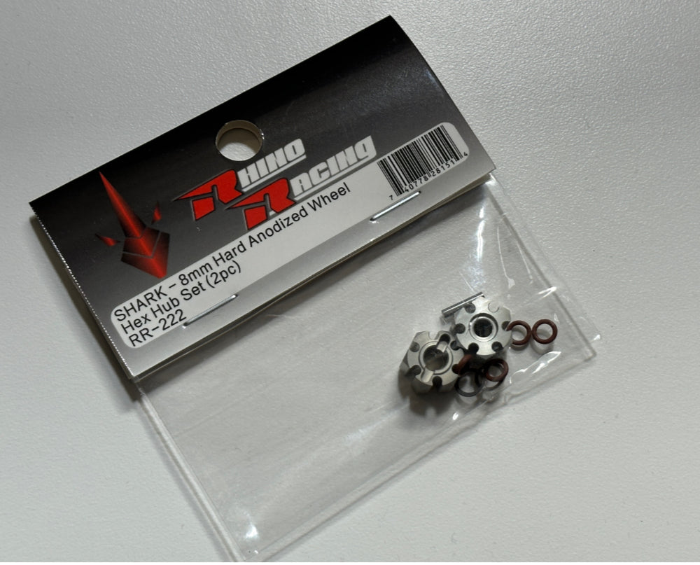 SHARK - 8mm Hard Anodized Wheel Hex Hub Set (2pc) [Rhino Racing