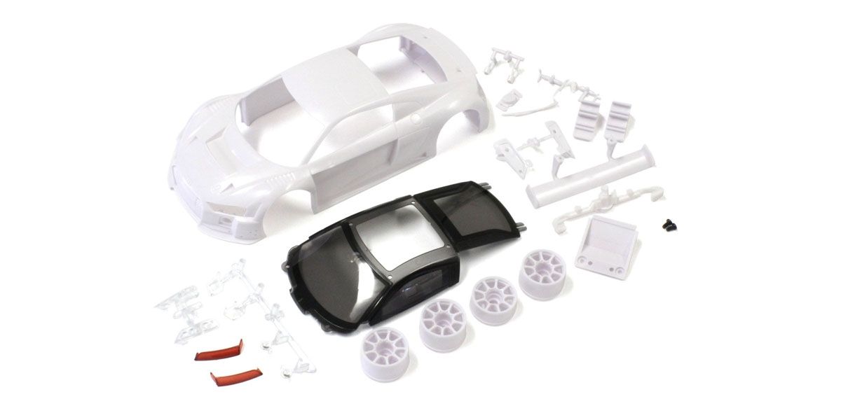 Mini-Z 1-28 Audi R8LMS Night-R White body set (w-Wheel) (unpainted)  [Kyosho] MZN195